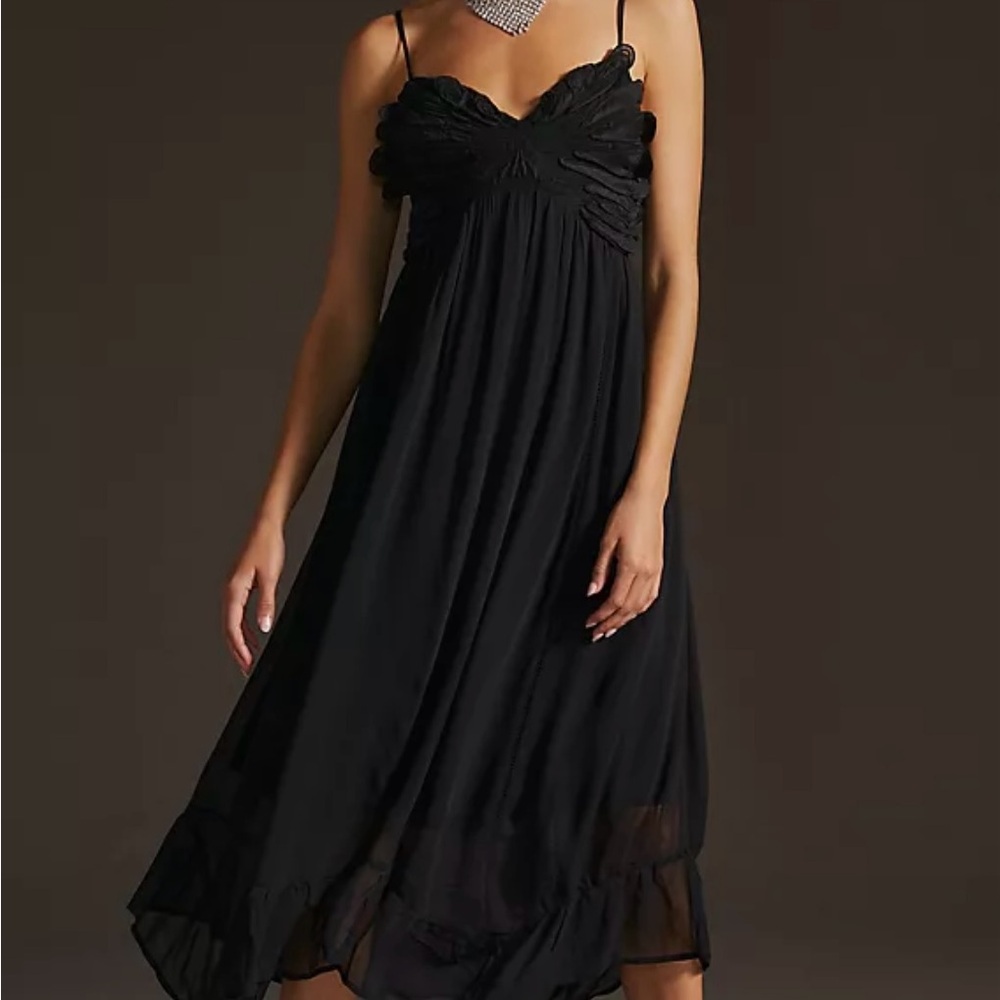 NWT Anthropologie Butterly Black Midi Dress
